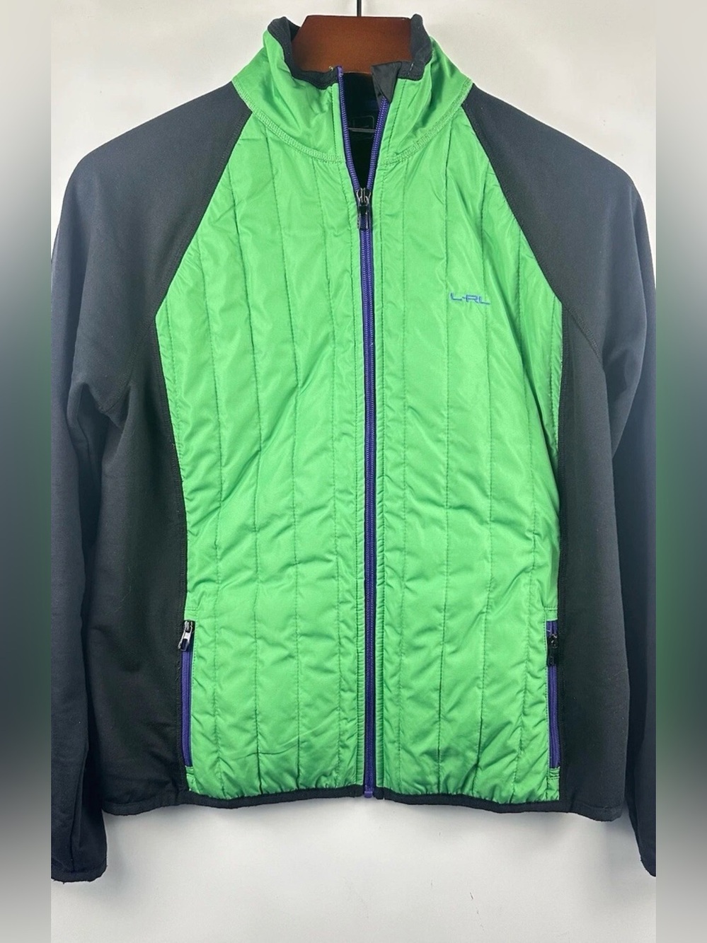 Lauren Ralph Lauren Active Quilted Fleece Jacket XL Vintage Y2K Colorblock